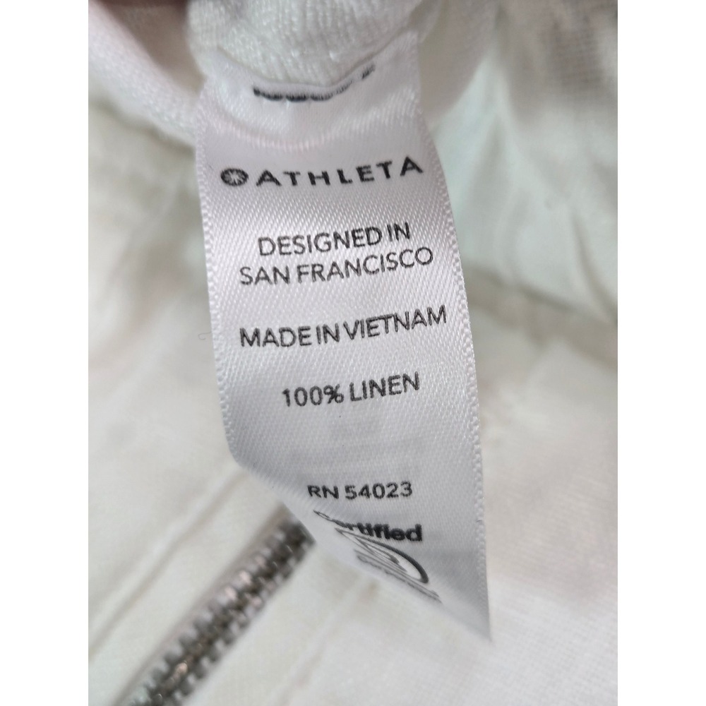 Athleta Cabo Linen Jogger Pants White 100% Linen Elastic Waist Size 0 - Picture 8 of 10